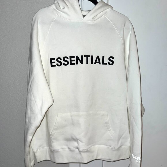 FEAR OF GOD ESSENTIALS 3D Silicon Applique Pullover Hoodie White L - Picture 1 of 11